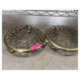 2PC BRASS ROLLING PLANTER STANDS