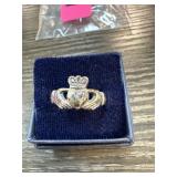 STERLING SILVER CLADDAGH RING SD MARK