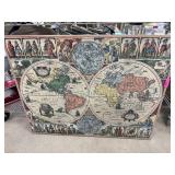 LARGE FABRIC OLD WORLD MAP WALL DECOR