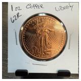 1OZ COPPER BULLION ROUND LIBERTY