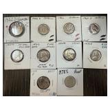 LOT OF 10 JEFFERSON NICKELS PROOFS & MORE