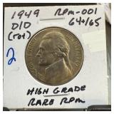 1949-D/D JEFFERSON NICKEL RPM-001 H GRADE
