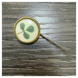 VINTAGE LUCKY REAL CLOVER LAPEL PIN