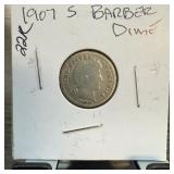 1907-S BARBER SILVER DIME