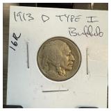 1913-D TYPE 1 BUFFALO NICKEL