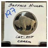 BUFFALO NICKEL CUT OUT CHARM