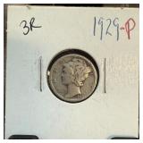 1929 MERCURY SILVER DIME