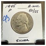 1945-P JEFFERSON SILVER NICKEL BETTER