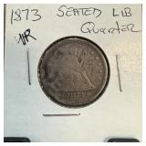 1873 SEATED LIBERTY SILVER QUARTER