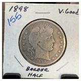 1898 BARBER SILVER HALF DOLLAR