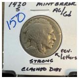 1920-S BUFFALO NICKEL CLASHED DIES