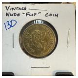 VINTAGE NUDE FLIP COIN HEADS & TAILS