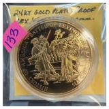 24K GOLD PLATED PROOF LEXINGTON & CONCORD COMMEM