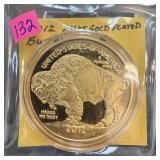2012 24K GOLD PLATED BUFFALO COMMEM COIN