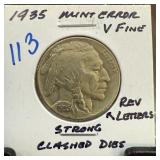 1935 BUFFALO NICKEL STRONG CLASHED DIES