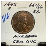 1942-S WHEAT PENNY CENT UNC STRONG COIN