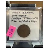 T-1A UNSTRUCK COPPER LINCOLN ROLLED EDGE CENT
