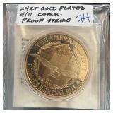 24K GOLD PLATED 9/11 COMM PROOF STRIKE COIN