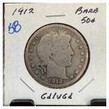1912 BARBER SILVER HALF DOLLAR
