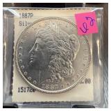 1887 MORGAN SILVER DOLLAR HIGH GRADE