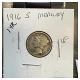 1916-S MERCURY SILVER DIME