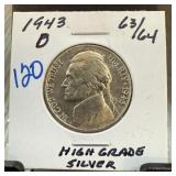 1943-D HIGH GRADE JEFFERSON SILVER NICKEL