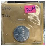 1943-S STEEL WHEAT PENNY CENT HIGH GRADE