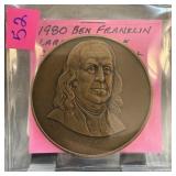 1980 BEN FRANKLIN BRONZE TOKEN / COIN