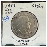 1893 COLUMBIAN EXPO SILVER HALF DOLLAR