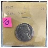 1947-S JEFFERSON NICKEL GEM UNC