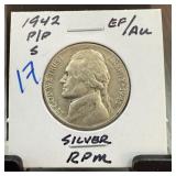 1942-P/P S SILVER JEFFERSON WAR NICKEL