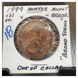 1999 BROAD STRIKE OUT OF COLLAR PENNY CENT
