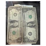 2PC $1 NOTES W YELLOW BACKS NOTE