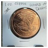 1OZ COPPER BULLION ROUND WORLD OF DRAGONS