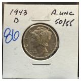 1943-D MERCURY SILVER DIME