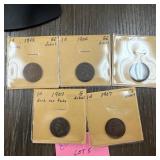 LOT OF 5 INDIAN HEAD PENNIES CENTS