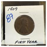 1909 1ST YEAR WHEAT PENNY CENT