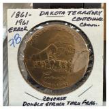 1861-1961 ERROR DAKOTA TERRITORY CENT COMM COIN