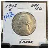 1942-S JEFFERSON SILVER WAR NICKEL