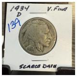 1934-D BUFFALO NICKEL SCARCE DATE