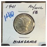 1941 MERCURY SILVER DIME HIGH GRADE