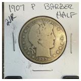 1907 BARBER SILVER HALF DOLLAR