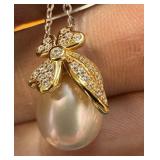 STERLING SILVER PEARL DRAGONFLY PENDANT STERLING SILVER PEARL DRAGONFLY PENDANT