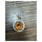 STERLING SILVER CITRINE PENDANT NECKLACE STERLING SILVER CITRINE PENDANT NECKLACE