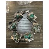 MID CENTURY BRACELET W GREEN STONES