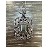 STERLING SILVER MARCASITE PENDANT & CHAIN