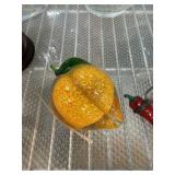 ART GLASS PEACH PAPERWEIGHT