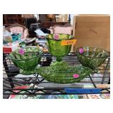 4PC MIXED GREEN GLASSWARE BOWLS / CENTERPIECE