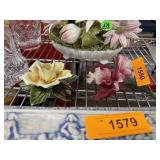 2PC CAPODIMONTE PORCELAIN FLOWERS
