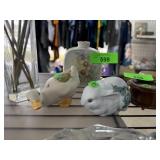 3PC HAND PAINTED CERAMIC ITEMS FIGURINES & BOTTLE